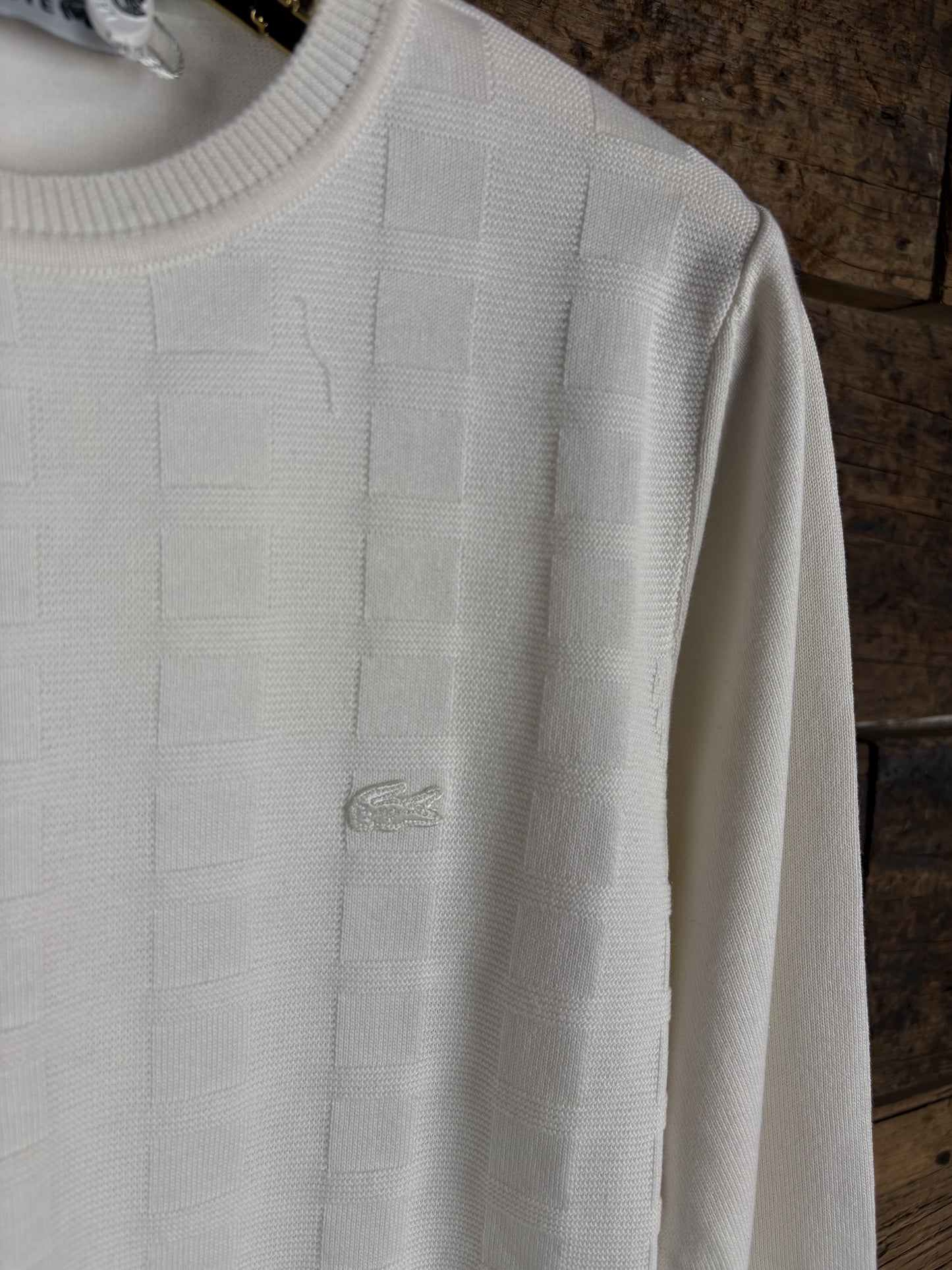 Lacoste Ekru Renk Bisiklet Yaka Triko Kazak