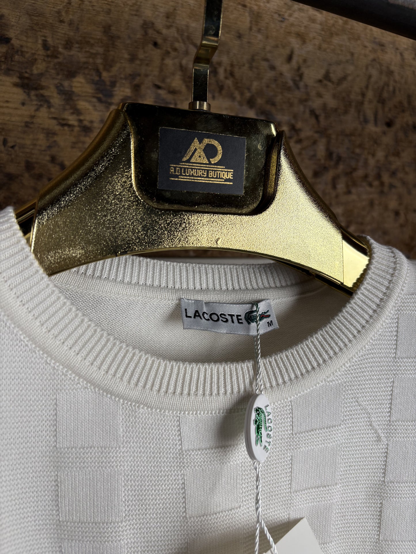 Lacoste Ekru Renk Bisiklet Yaka Triko Kazak